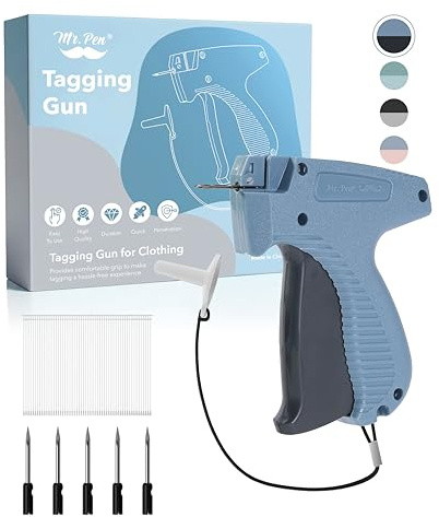 Mr. Pen- Price Tagging Gun, Hangtag Attacher with 1000 Barbs, 2 Long Barbs Fasteners and 5 Needles, Blue & Black, Retail Pricing Tag Gun for Stores Consignment Garage Yard Sale
