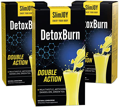 Detox - Bebida de Cardo Mariano, Alcachofa, Diente de Leon y Te Verde - 30 Sobres para 30 Días - Con E-Libro Gratuito - DetoxBurn Doble Acción, Slimmium Sensilab