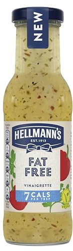 Hellmann's Fat Free Vinaigrette vegan salad dressing with only 7 calories per serving for salads and grain bowls 250 ml