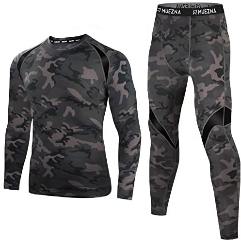 Muezna Thermounterwäsche Herren, Funktionswäsche Skiunterwäsche Lange Atmungsaktiv Thermounterwäsche Thermounterhose Set Weicher Wolle Fleecefutter für zu Hause Winter