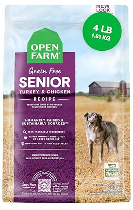 Open Farm Grain Free Dry Dog Food, Senior Dog Kibble, 4lb Bag
