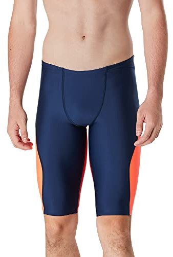 Speedo Swimsuit Jammer Eco Prolt Solid Colors Bañadores Ajustados para Hombre, Block Team Azul Marino/Rojo, 34