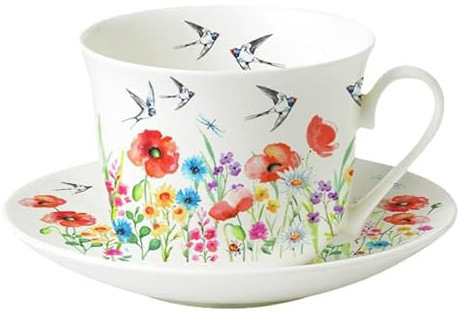 Roy Kirkham Tasse Jumbo et soucoupe Wildflower – 0,4 l