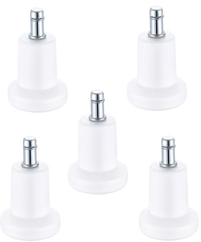 Xidouyuer 5 piedini a campana ad alto profilo da 6,3 cm, colore bianco, per moquette, sedie da ufficio o sgabelli, ruote girevoli per fissare ruote fisse con feltrini autoadesivi, piedini per sedie e