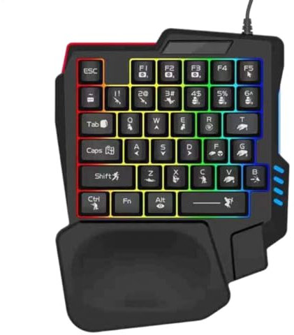Uonguon Game Keyboard RGB, Single Hand Keyboard, Professional Game Keypad, Computer Keyboard, Mobile Game Keyboard, Phone Game Keypad, RGB Keypad, Single Hand Gamepad, Portable Keyboard