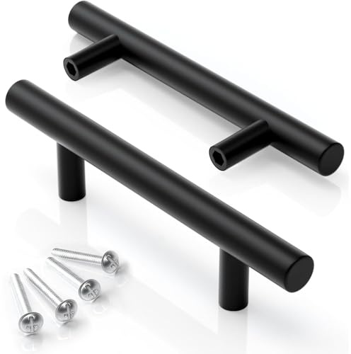 huipinghu 15-Pack 160mm Matt Black Cabinet Handles | Vintage Industrial Kitchen Handles | Rust-Proof Zinc Alloy - Easy Install for Kitchen Cabinets, Wardrobes & Drawers (160mm)