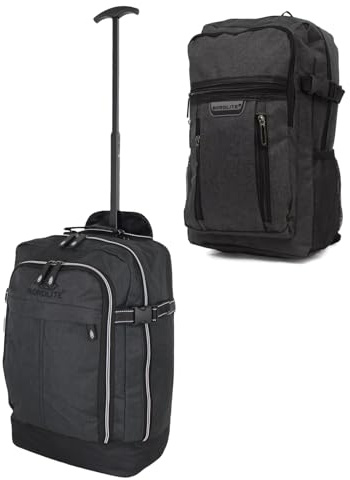 2-Piece Cabin Bag Bundle – Ryanair Cabin Backpack (40x25x20cm) + RyanAir Wheeled Cabin Holdall (40x25x20cm) | Underseat Carry-On Luggage Set with Extendable Handle & Multi Pockets – 40L Travel Set