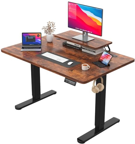 JUMMICO Scrivania regolabile in Altezza, Standing Desk, Scrivania da Ufficio Elettrica Regolabile con funzione di memoria, 120 x 60 cm Marrone