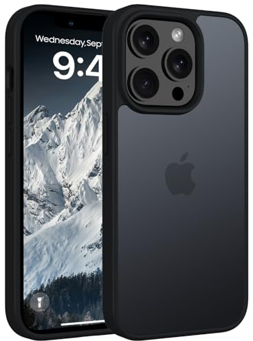 Andwing Matt Hülle für iPhone 14 Pro 6.1 Zoll, Militärstandard FallSchutz Handyhülle für iPhone 14 Pro, Mattierte Durchscheinende Rückseite Schutzhülle, Anti-Fingerabdruck Kratzfest Schwarz