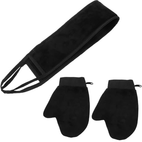 Veemoon Moufles Exfoliant de Bain Noir en Pe Film et Flocage Soin Doux pour Peau Set de Bain Exfoliant pour Usage Quotidien