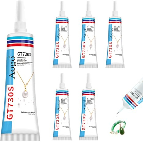6 adesivi per pietre per gioielli, extra forti, trasparenti, adatti per la riparazione di gioielli e per lavori di fai da te (30 ml)