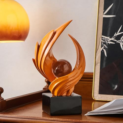 Escultura Decorativa Moderna con Forma de Espiral para Sala de Estar Dormitorio, Esculturas Minimalista Escultura de Arte Abstracto para Oficina, Comedor, Mesa de Centro y Aparador (Naranja)