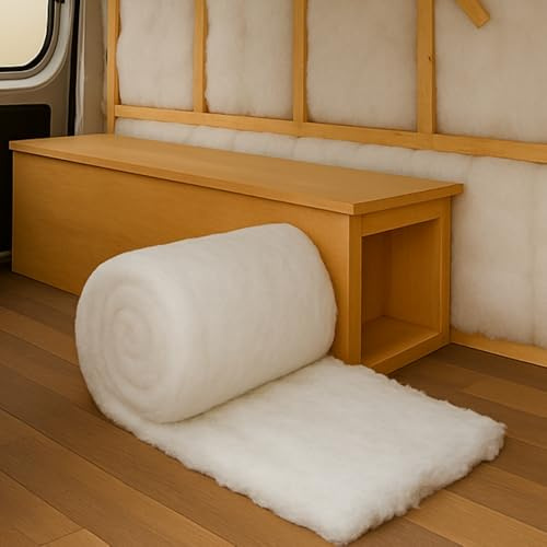 Green Loft Campervan Insulation Roll - 5m x 370mm x 50mm - Thermal & Acoustic Polyester for Van Conversions, Lofts, Sheds, Garages & Walls - Itch-Free, Moisture Resistant & Eco-Friendly