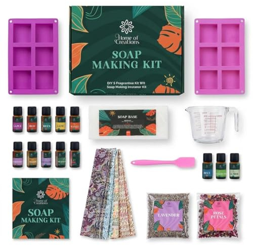 Home of creations DIY Soap Making Kit | Soap Moulds, Soap Making Supplies, Essential Oils & Colour Pigments | Craft Kit for Adults | Creative DIY | Mothers Day Gifts