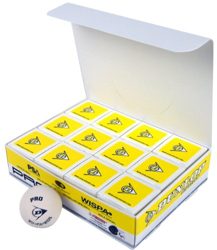 Dunlop Sports Pro Squashball aus Glas, Weiß, 12 Stück