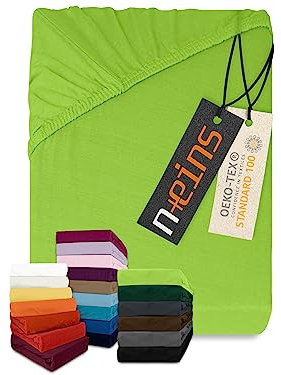 npluseins klassisches Jersey Spannbetttuch - vielen Farben + Größen - 100% Baumwolle 159.192, 70 x 140 cm, apfelgrün