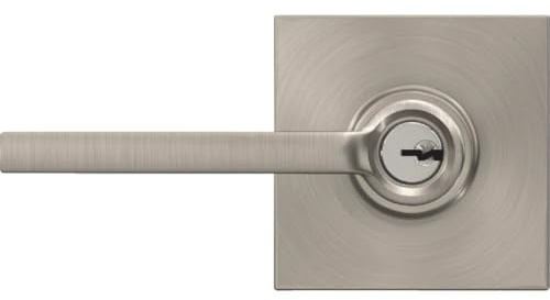 SCHLAGE F51A LAT 619 COL Latitude Lever with Collins Trim Keyed Entry Lock, Satin Nickel