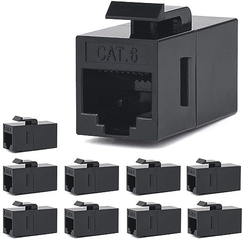 VANDESAIL RJ45 Patchkabel Kupplung CAT6, 10 Stück LAN Verbinder Netzwerk Buchse Adapter Geschirmt (10 Stück, Schwarz)