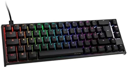 Ducky ONE 2 SF - 65% Mechanische Gaming Tastatur mit Cherry MX Silent Red Switches, RGB Beleuchtung, PBT-Double-Shot-Tastenkappen und Abnehmbares Kabel - Mechanical Keyboard DE Layout