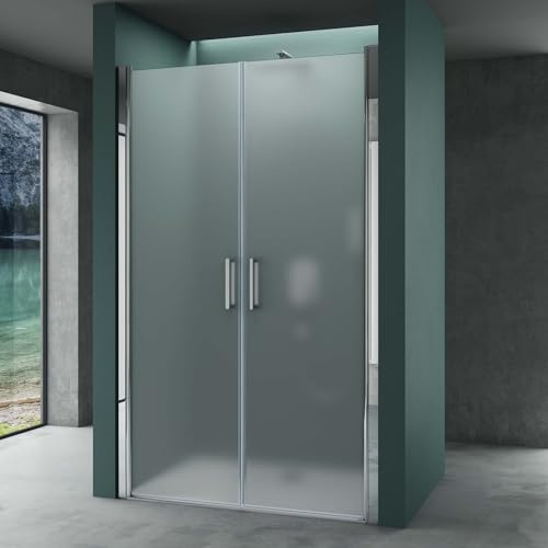 Mai & Mai Box Doccia a Nicchia 95x195cm, Porta Doppia Per Doccia a Nicchia Cabina Bagno in Vetro di Sicurezza Smerigliato 6mm con Meccanismo di Sollevamento e Abbassamento Teramo24VS