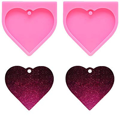 Nifocc Molde de silicona con forma de corazón con agujeros, moldes de resina epoxi, moldes de fundición para manualidades, joyas, manualidades, 2 unidades