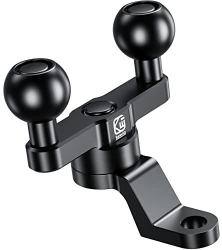 BRCOVAN Aluminiumlegierung Rückspiegel-Montagebasis mit Zwei 1-Zoll-TPU-Kugel und 10-mm-Loch, Kompatibel mit RAM Mounts 1-Zoll-Kugel-Doppelsoket-Arm, 360 Grad verstellbares Design