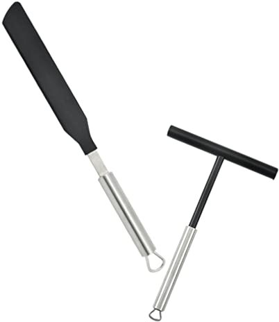 Angoily Crepé Esparcidor de Raspador Espátula Kit: Crepe de Acero Inoxidable Fabricante de Pan Cake Batter Herramienta Esparcidora de Crema Espátula Espátula Espátulas Glaseado de