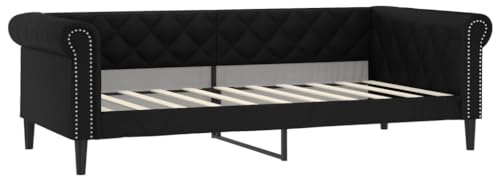 vidaXL Sofá Cama Cuero sintético Negro 90x190 cm, Cama de Invitados, sofá, sofá Cama Individual, sofá Cama cómodo, sofá para Dormir