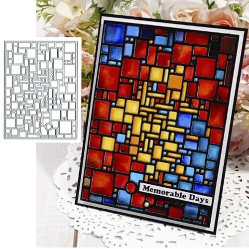 Gitterram metallstansning för korttillverkning, jul fyrkantig ram kortskärning schabloner gör-det-själv scrapbooking album dekorativ prägling papper kort prägling hantverk