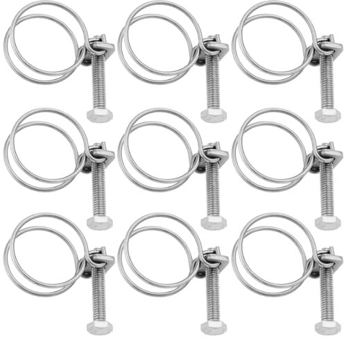 OTOTEC Lot de 20 colliers de serrage réglables de 25 à 29 mm à double fil en acier inoxydable 201 - Colliers de serrage réglables pour tuyaux de plomberie - 246-B-BFW