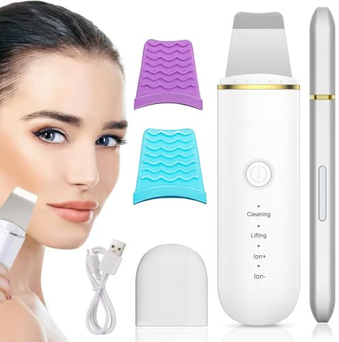 Limpieza Facial,Limpiador De Poros,Limpiador UltrasóNico Facial,Espatula Ultrasonica Facial,Quita Espinillas Y Puntos Negros,Exfoliador Limpiador De Poros,4 Modos Para Limpiar Los Poros