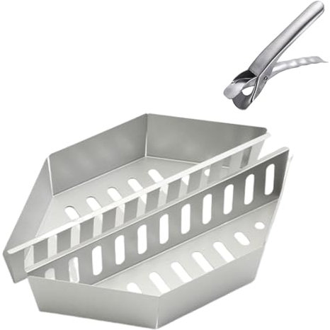 Milageto Lot de 2 paniers à Charbon de Bois compacts et légers avec Pince à Plaque pour Camping, Barbecue en Plein air, 0.6 Mm D'épaisseur