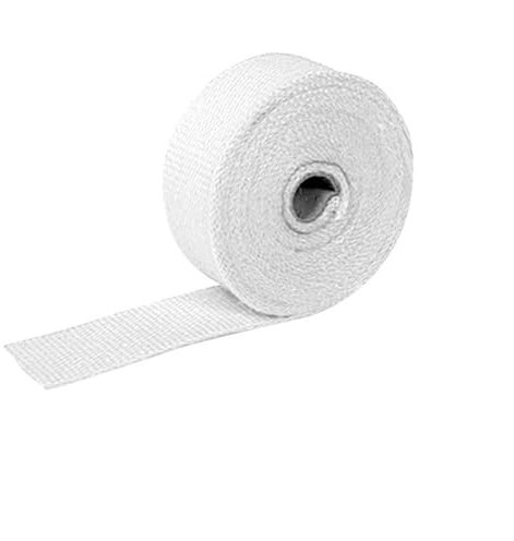 OZLCUA Hitzeschutzband Auspuff Motorrad-Auspuffrohr modifizierte Isolierung Tropische Glasfaser Wärmedämmung Baumwolle Hochtemperaturschutz Autoteile Auspuff-Verpackung(White 1M)