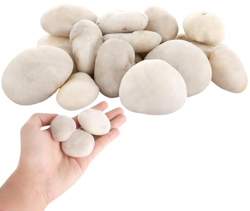 LDXDRU Ciottoli bianchi da 4 kg per vasi di piante, pietre naturali da giardino da 30-50 mm, pietre di fiume lisce lucide, pietre decorative per piante, paesaggistica, acquari, fontane, riempitivi per
