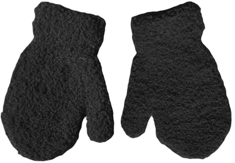 Symphonyw Guantes de invierno para niños, guantes de invierno para bebés, guantes de felpa para niños pequeños, guantes de punto, manoplas cálidas para niños y niñas, Negro , 13*9.3cm