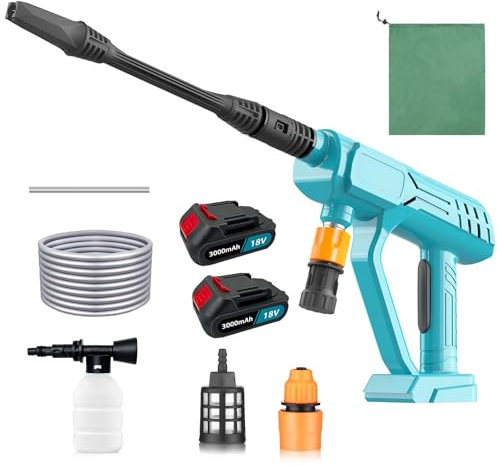 Akku Hochdruckreiniger für Makita 18V 2X 3.0AH Akku,Tragbarer Akku Hochdruckreiniger,3 in 1 Multidüse,5M Schlauch, Schaumsprüher,für Garten Auto und Rasen