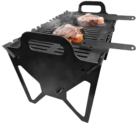 Parrilla portátil de carbón, barbacoa plegable resistente, 15.75 x 8.66 x 9.84 pulgadas, cocina ligera para barbacoa, diseño compacto con patas plegables para patio, playa, jardín, hoguera, picnic