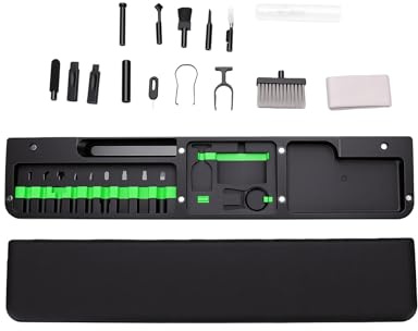 Tosuny Handledsstöd för Tangentbord med 22-i-1 Rengöringskit, Ergonomiskt Läder Memory Foam Handflatsstöd med Halkfri Bas, Verktygssats för Datortillbehör för Att Skriva på Kontorsspel (Svart)