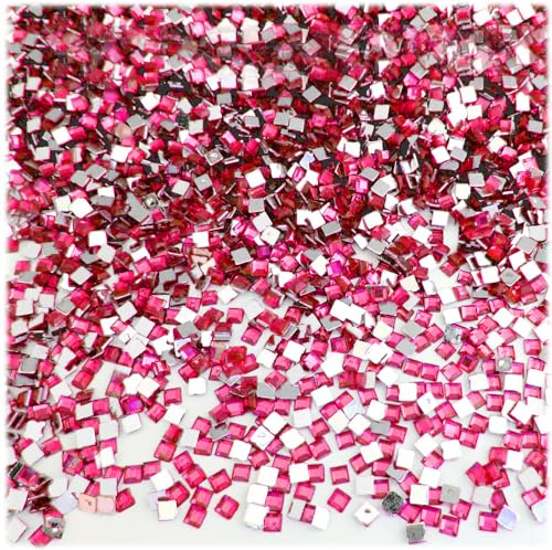 The Crafts Outlet 1,440pc Rhinestones Square 3mm - 10ss Flatback Hot Pink or Rose HPK