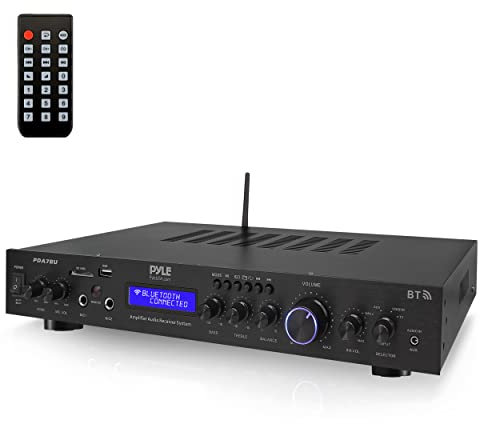 Pyle - Upgraded Premium Rack Mount Bluetooth Receiver, Home Theater Amp, Speaker Amplifier, Bluetooth Wireless Streaming, Mp3/Usb/Sd/Aux/Fm Radio, 200 Watt, W/Digital Id3 Lcd Display From - Pda7Bu