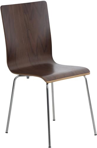 CLP Besucherstuhl Pepe I Ergonomisch Geformter Lehnstuhl Mit Holzsitz I Stabiles Metallgestell I Komfort Und Stil Mit Robuster Konstruktion, Farbe:walnuss