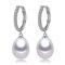 Kim Johanson Damen Perlenohrringe *Nora* aus 925 Sterling Silber mit echten weißen Süßwasser Perlen & Zirkonia Steinchen Ohrhänger inkl. Schmuckbeutel