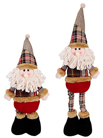 Christmas Standing Figures Xmas Santa Snowman Reindeer Plush Dolls Home Indoor Table Ornament Christmas Party Tree Decor Gifts for Friends House Restaurants Office (1Pcs Santa(Adjustable Size))
