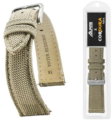 Alpine Cordura Correa de repuesto de liberación rápida para reloj, correa de tela y cuero con forro trasero resistente al agua, para mujeres y hombres, compatible con correas de reloj analógicos e
