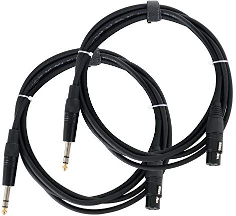 Pronomic JSXF-2.5 Câble Audio Patch Lot de 2 - Câbles adaptateurs symétriques - XLR femelle vers Jack 6,3mm stéréo - Longueur 2,5 m - pour table de mixage, PA et effets - noir