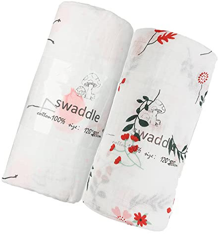 norinori Baby Musselin Swaddle Decke Tücher Pucktuch Neugeborenes Große 120x120 cm Musselin Tuch Swaddle Blanket 100% Baumwolle 2 Stück Geeignet für Jungen und Mädchen
