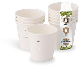 GREENBOX Vasos de papel orgánicos, desechables, vasos de papel, vasos compostables y biodegradables, color blanco, sin imprimir, ecológico, 50 unidades, 50 ml, 2 oz