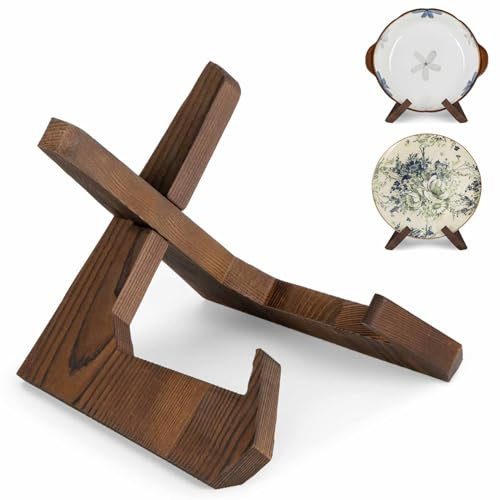 ANBOXIT Bowl Stands for Display, 6,5 Inch Plate Holder, Wooden Easel Frame Holder, Display Stand for Large Deep Platters and Dishes, 23 x 20 x 16,7cm (For Bowls under 12,7cm in Depth)