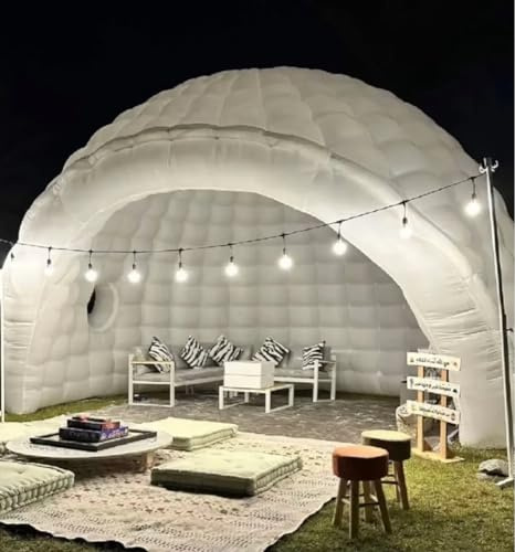 Vinfgoes Portable White LED Lighting Inflatable Igloo Dome Tent Marquee Canopy Shelter with Air Blowerfor Exhibition Camping Party Events, DWDW-55S