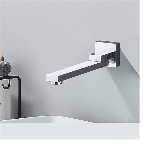 QQAMOGNNK Matte Black Rotate Spout Basin Faucet Wall Mounted Bathroom Hot & Cold Water Mixer Tap Concealed Install Washing Crane Faucets (Color : Chrome Single spout)